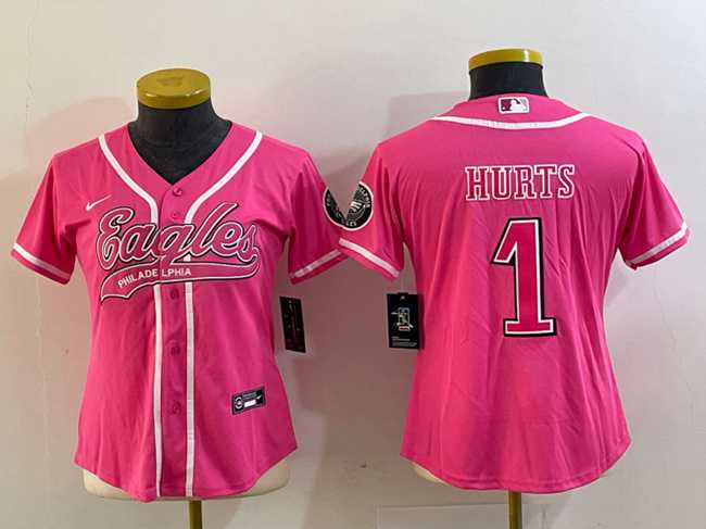 Women's Philadelphia Eagles #1 Jalen Hurts Pink Cool Base Stitched Baseball Jersey(Run Small),We sell and wholesale Women's Philadelphia Eagles #1 Jalen Hurts Pink Cool Base Stitched Baseball Jersey(Run Small) on line form chian!